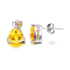 Natural Citrine Triangle Earrings