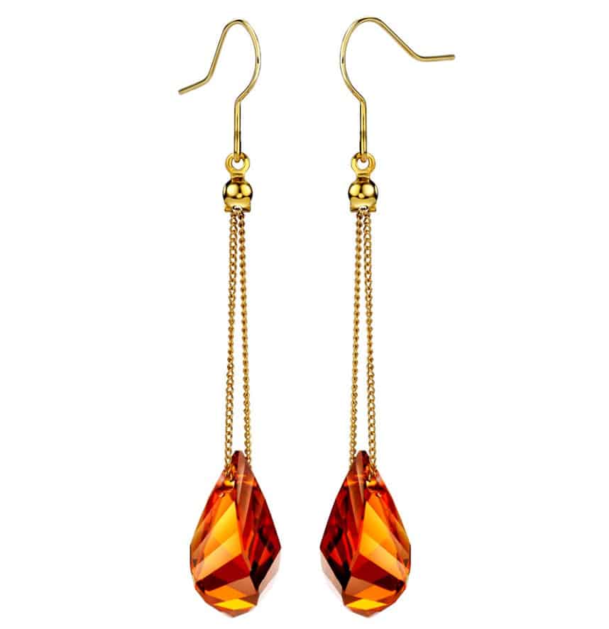 Elegant Women's Drop Earrings with Swarovski Crystals