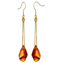 Elegant Women's Drop Earrings with Swarovski Crystals
