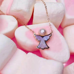 18K Gold Angel Pendant Necklace