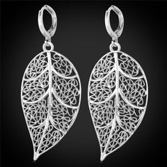 Hollow-Out Leaf Dangle Women's Statement Earrings