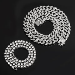 2 Layer Iced Out Chain Necklaces for Wedding