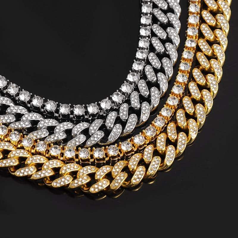 2 Layer Iced Out Chain Necklaces for Wedding