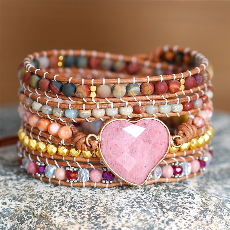 Stone Beaded Wrap Bracelet