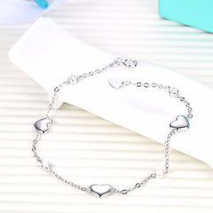 Silver Hearts Charm Bracelet for Women