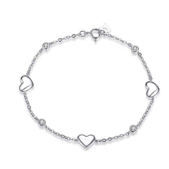 Silver Hearts Charm Bracelet for Women