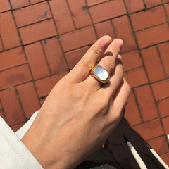 Chic Titanium Shell Decorated Band Ring