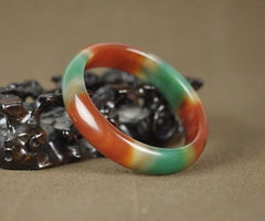 Natural Red and Green Jade Bangle Bracelet