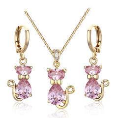 Fashion Gold Plated Women's Cubic Zirconia Jewelry Set