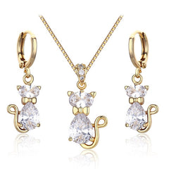 Fashion Gold Plated Women's Cubic Zirconia Jewelry Set