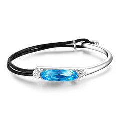 Women's Unique Leather Bracelet with Crystal