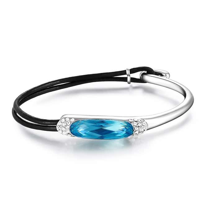 Women's Unique Leather Bracelet with Crystal