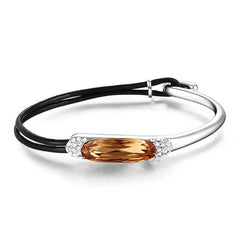 Women's Unique Leather Bracelet with Crystal