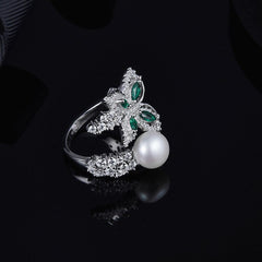 Natural Pearl 925 Sterling Silver Luxury Butterfly Ring