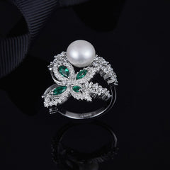 Natural Pearl 925 Sterling Silver Luxury Butterfly Ring