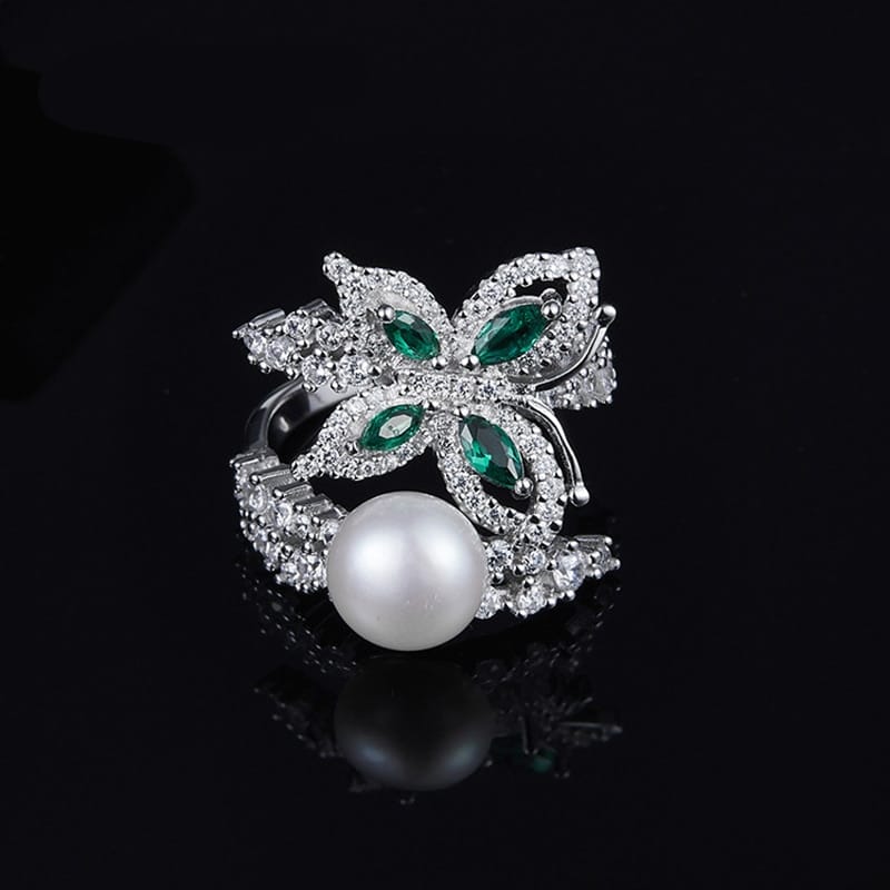 Natural Pearl 925 Sterling Silver Luxury Butterfly Ring