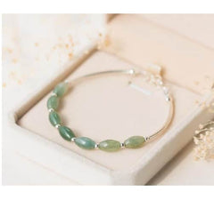 Oval Jade Silver Charm Bracelet