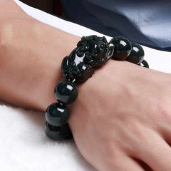 Feng Shui Style Dark Green Jade Bracelet