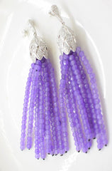 Green Jade Tassel Drop Earrings