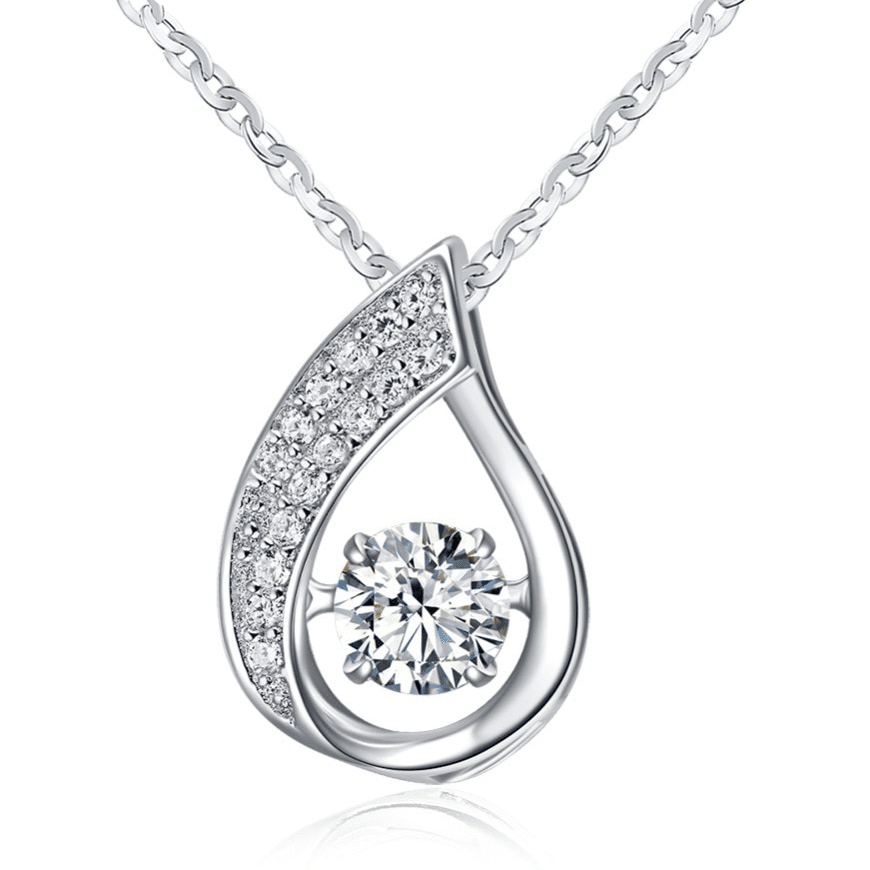 Teardrop Design Sterling Silver Women's Pendant Necklace