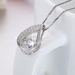 Teardrop Design Sterling Silver Women's Pendant Necklace