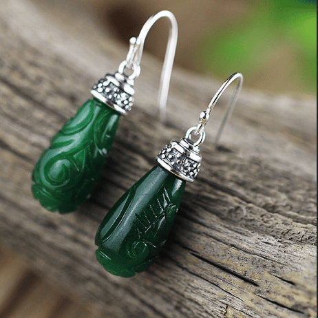 Ethnic Green Jade Earrings