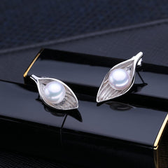 Leaves Shaped 925 Silver Pearls Women's Jewelry 4 pcs Set