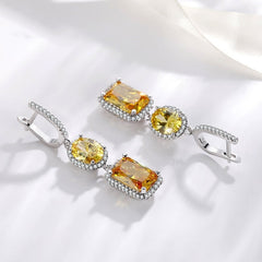 925 Silver Women's Clip Earrings in Pink and Yellow