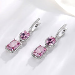 925 Silver Women's Clip Earrings in Pink and Yellow