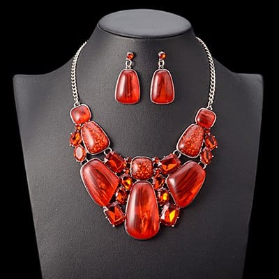 Multiсolor Gems Statement Necklace and Earrings Set