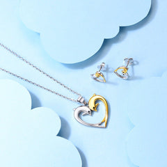 Women's Dolphin Heart Design Sterling Silver Jewelry Set