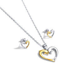 Women's Dolphin Heart Design Sterling Silver Jewelry Set