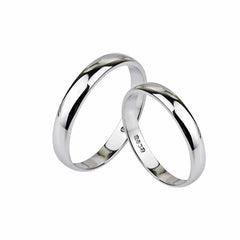 Classic Minimalistic Polished Silver Couple Rings