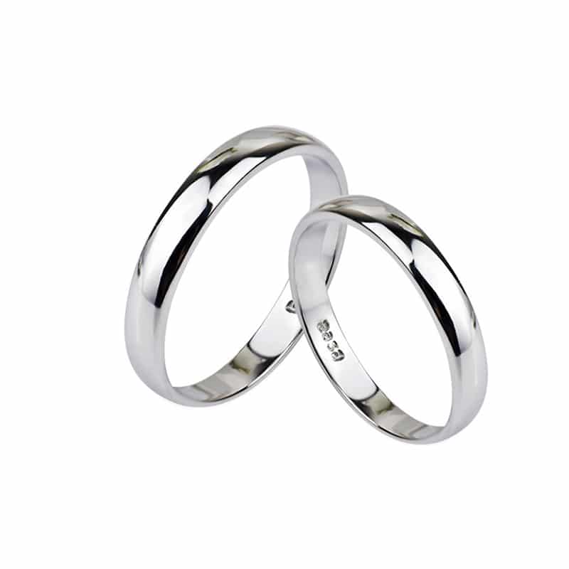 Classic Minimalistic Polished Silver Couple Rings
