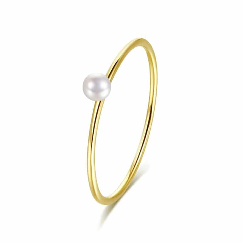 14K Yellow Gold Women's Pearls Ring