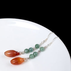 Natural Jade Flower Drop Earrings