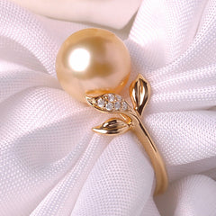 18K Gold Simple Pearl Ring for Women