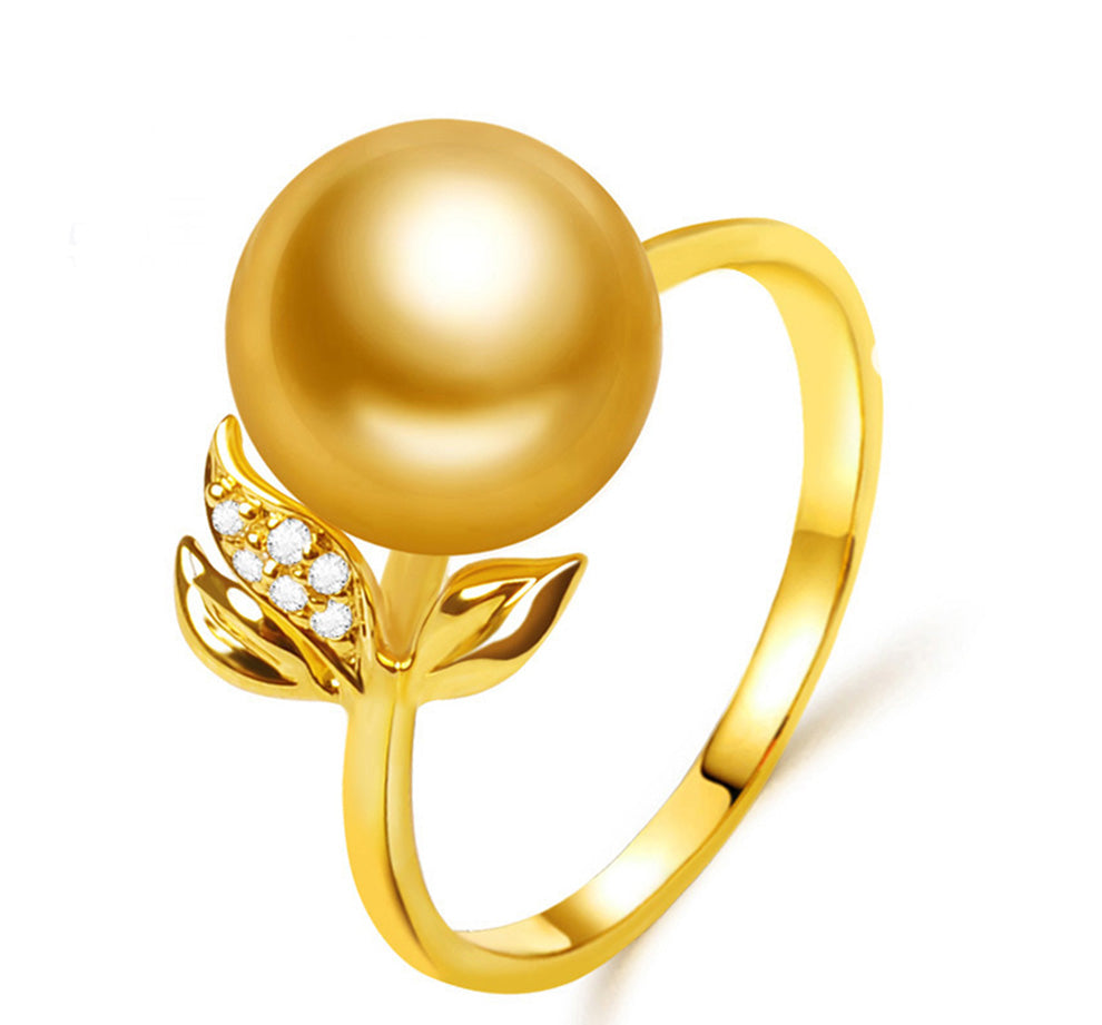 18K Gold Simple Pearl Ring for Women