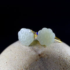 White Jade Flower Enamel Earrings