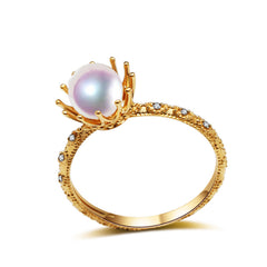 18k Gold Engagement Pearl Ring for Women