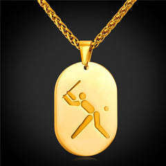 Baseball Style Stainless Steel Unisex Pendant