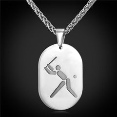 Baseball Style Stainless Steel Unisex Pendant