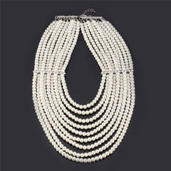 Fashion African Multilayered Simulated Pearl Statement Necklace