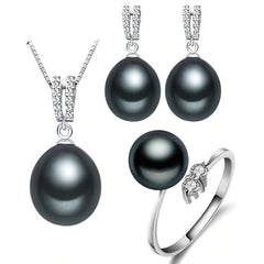 Classic 925 Silver Pearls Women's Jewelry 4 pcs Set