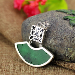 Green Jade Fan Shaped Pendant