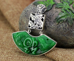 Green Jade Fan Shaped Pendant