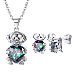 Mystery Topaz Cute Cat Design Women's Jewelry Set