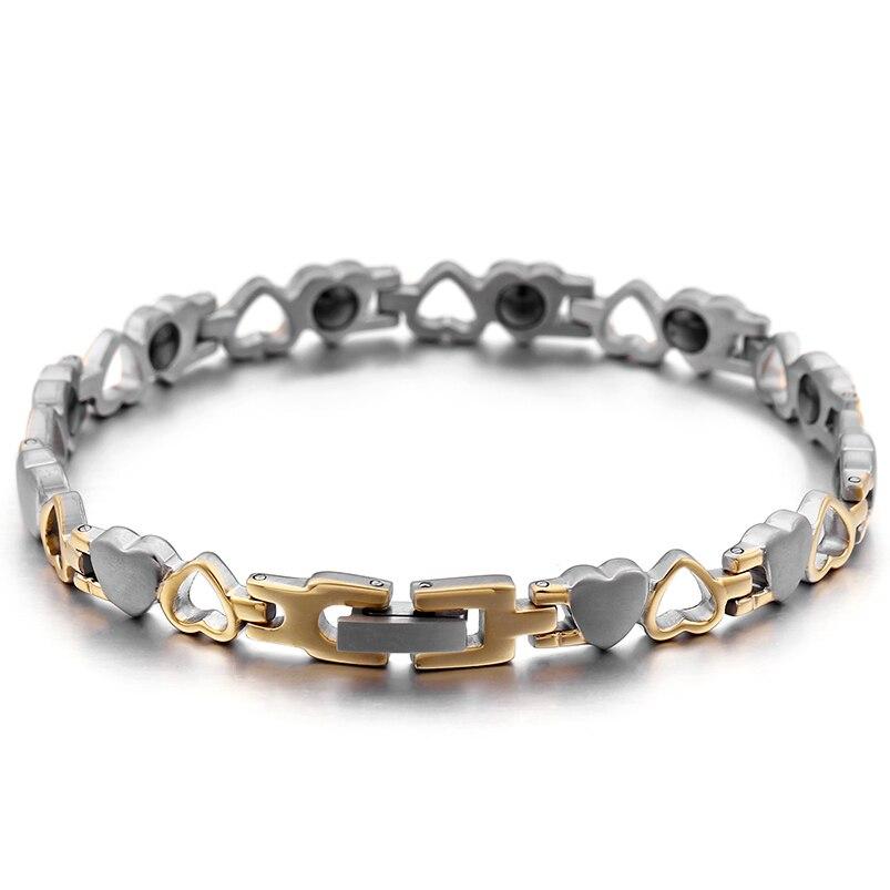 Women's Two Tone Hearts Magnetic Bracelet