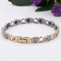Women's Two Tone Hearts Magnetic Bracelet