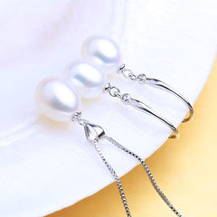 Women's Simple 925 Silver Pearls Jewelry 3 pcs Set